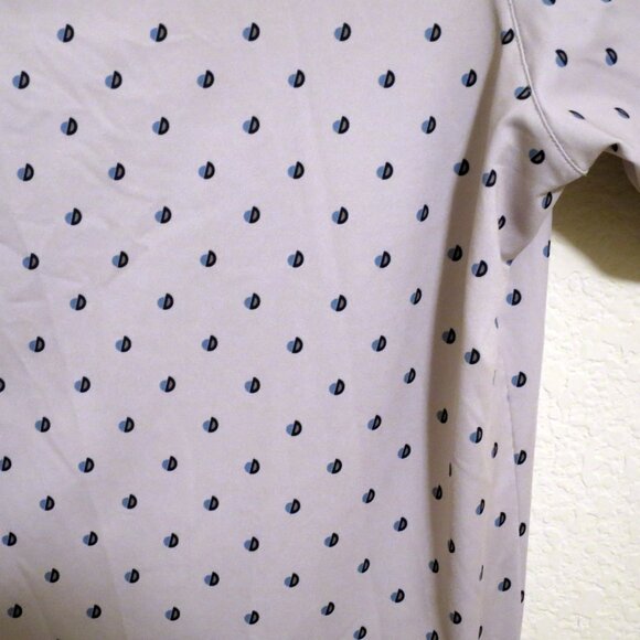 Mizzen Main Shirt Men Medium Short Sleeve Golf Polo Trim Fit Gray Blue Circles - Picture 4 of 6